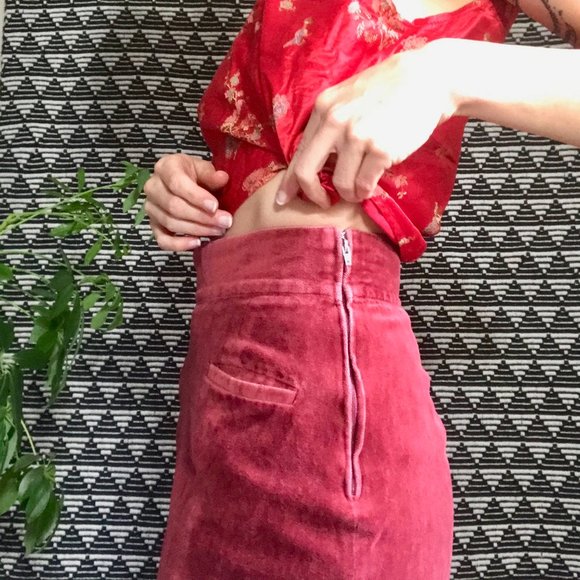 vtg velvet hi waist skirt - Picture 2 of 12